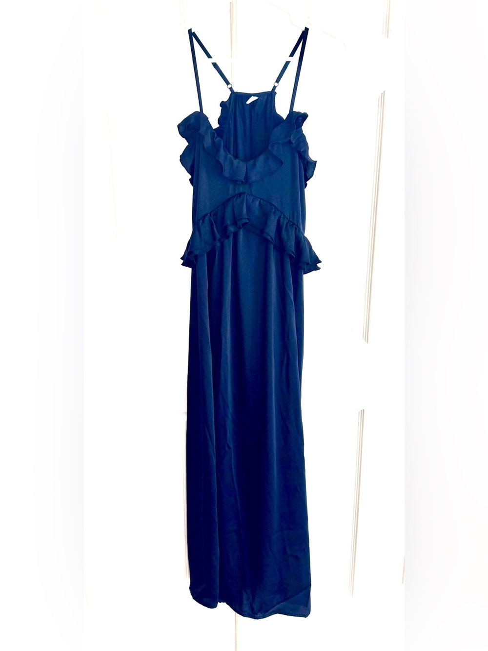 Old Navy Ruffled Satin Maxi Dress Navy XS Tall NWT Tiered Ruffle